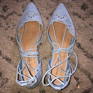 Light blue lace up flats